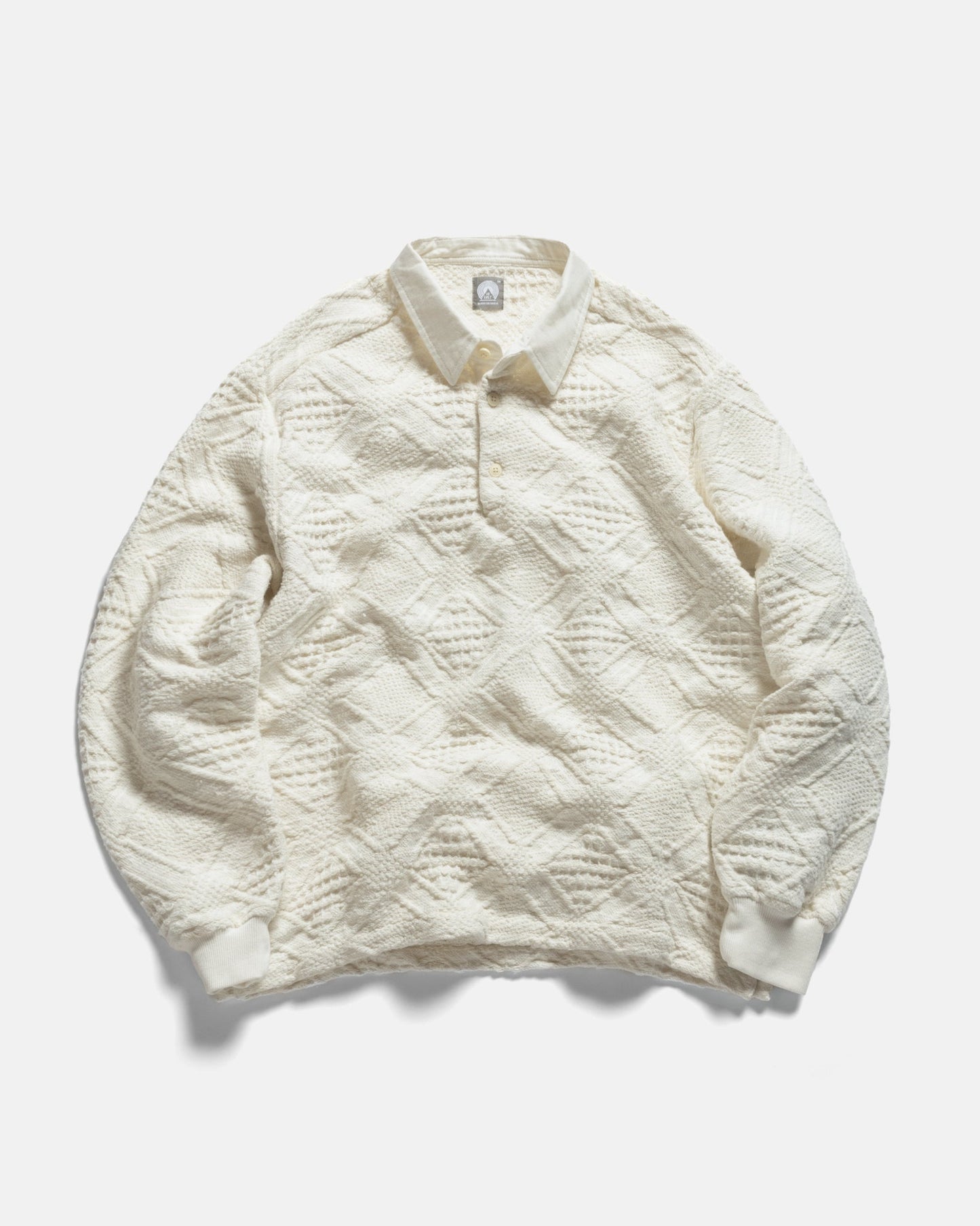 18 EAST HOMER “SWEATER” POLO IN WHITE HANDLOOM COTTON BLANKETING