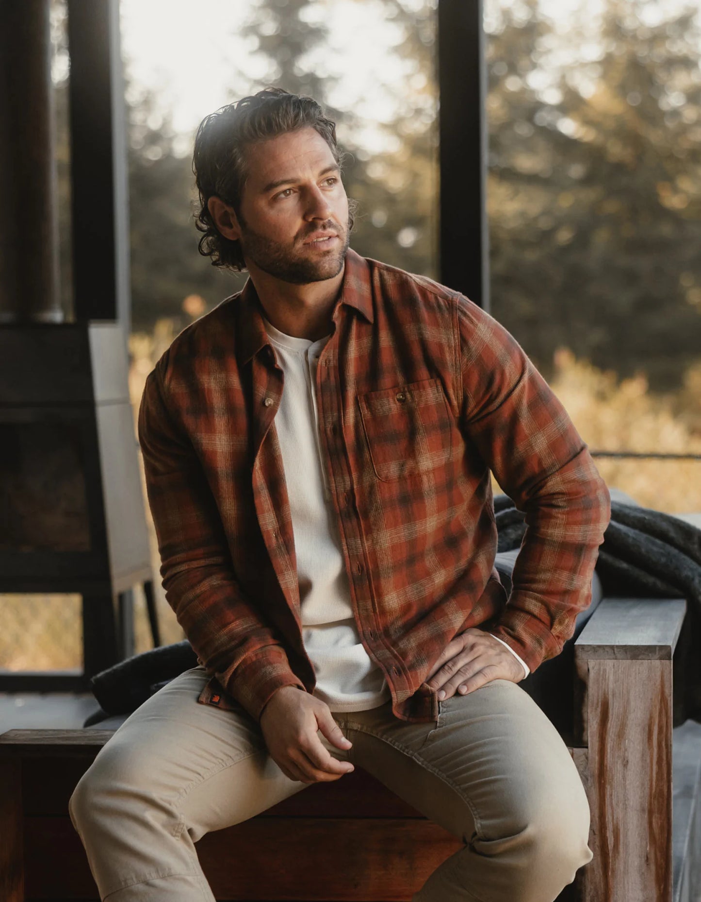 The Normal Brand - THE NORMAL BRAND HUDSON DOUBLE BRUSHED FLANNEL SHIRT IN MAPLE GLAZE PLAID - Rent With Thred