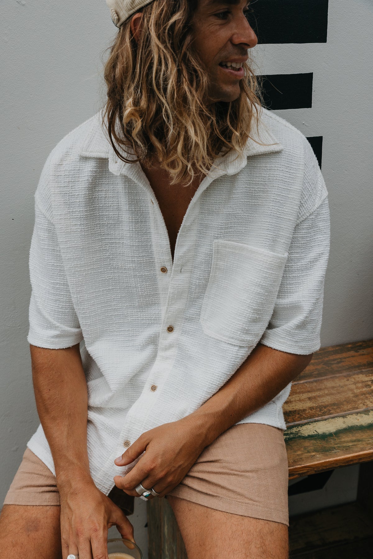OTTWAY THE LABEL TEXTURED SHORT SLEEVE SHIRT IN WHITE
