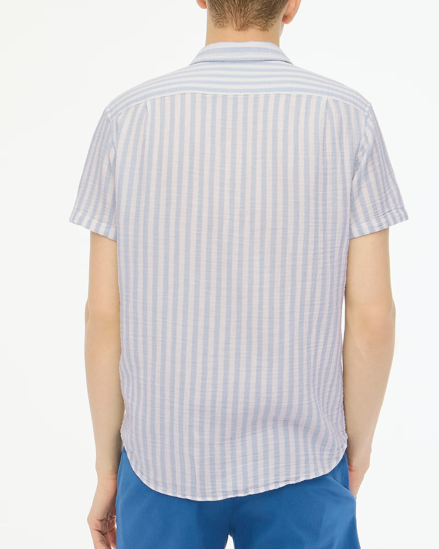 J CREW SS GAUZE SHIRT IN FADED CHAMBRAY STRIPE