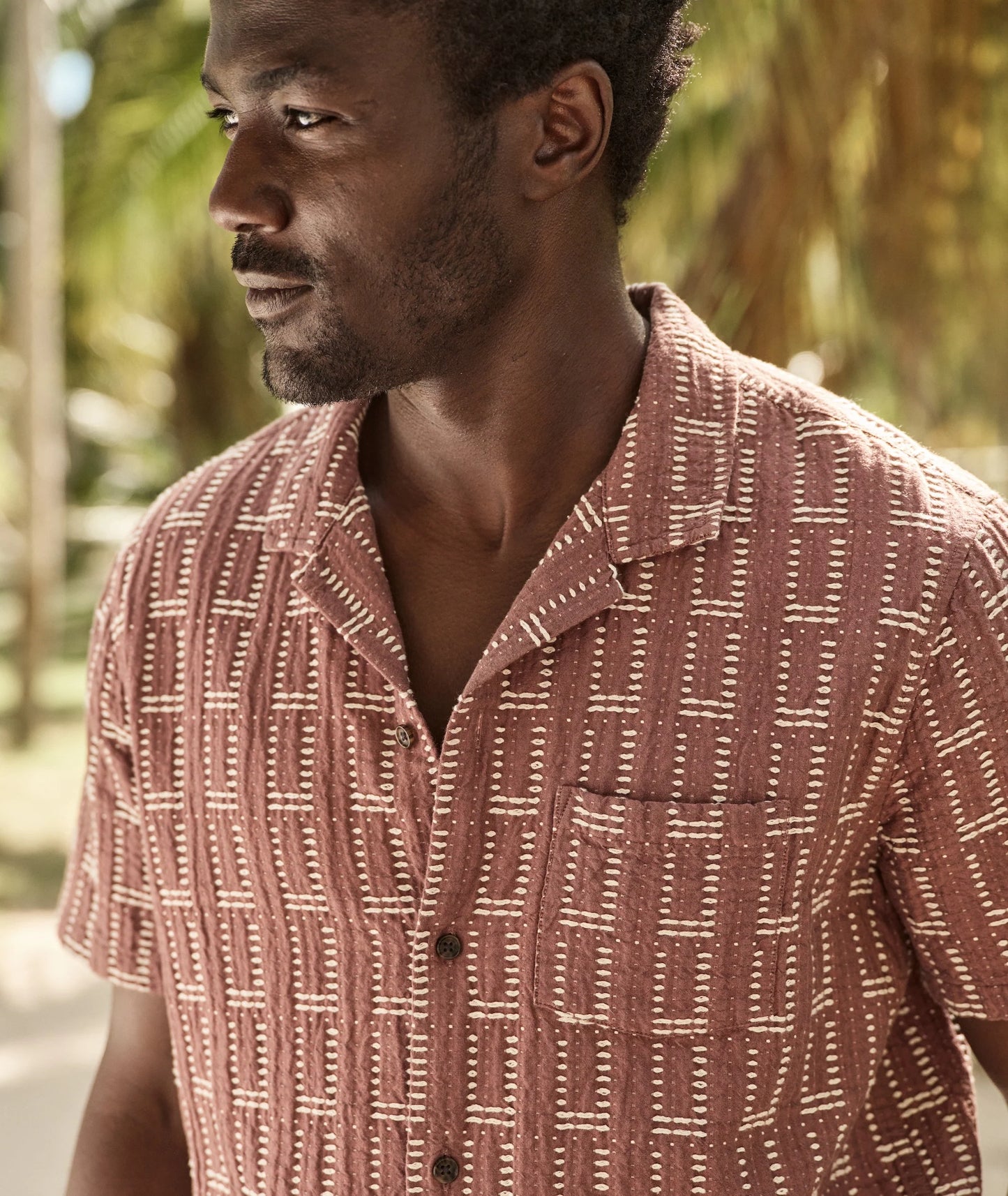 Marine Layer - MARINE LAYER DOBBY RESORT SHIRT IN WITHERED ROSE - Rent With Thred