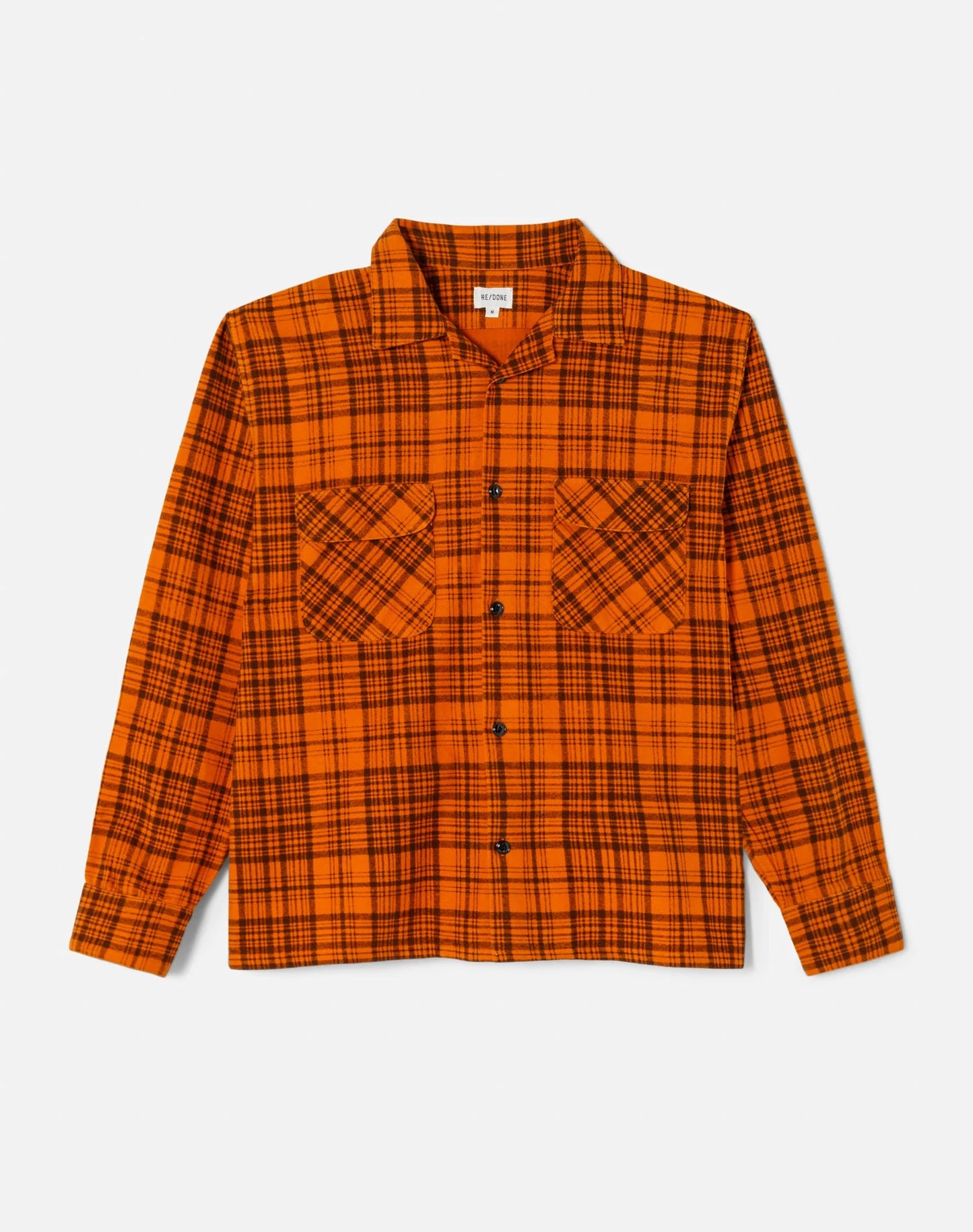 RE/DONE - RE/DONE 1950s PLAID STRAIGHT BOTTOM SHIRT IN MARMALADE AND CHARCOAL - Rent With Thred