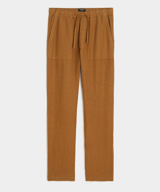 TODD SNYDER STRAIGHT FIT LINEN BEACH PANT IN GOLDEN ROD