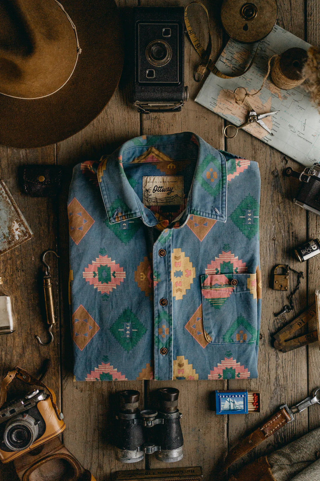Ottway the Label - OTTWAY THE LABEL RIVERSTON LONG SLEEVE SHIRT IN VINTAGE PRINT - Rent With Thred