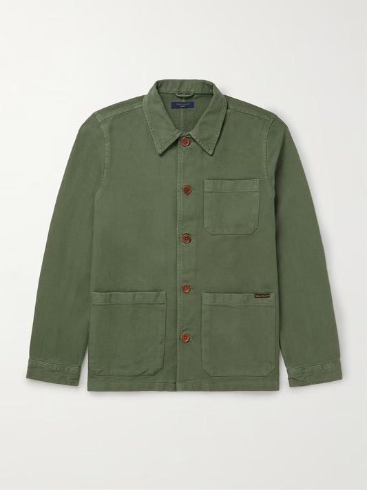 Nudie Jeans - NUDIE JEANS BARNEY ORGANIC COTTON-TWILL JACKET IN GREEN - Rent With Thred
