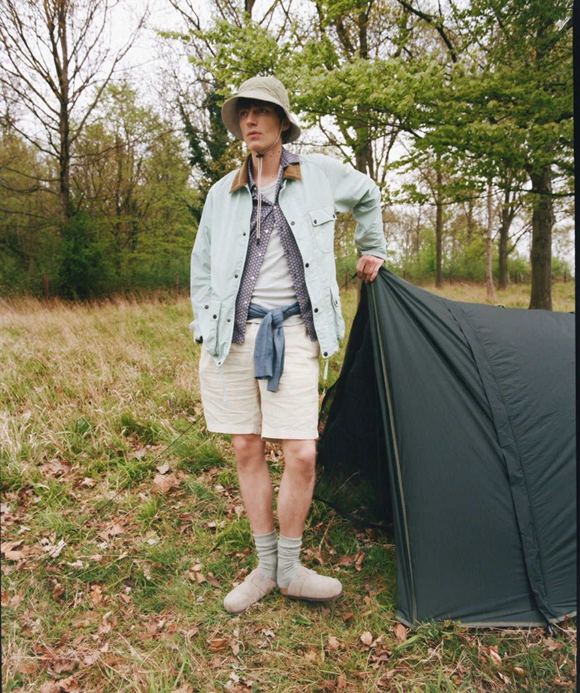 (Drops April 1) BARBOUR MODIFIED SOLWAY SHOWERPROOF JACKET IN MINT BLUE