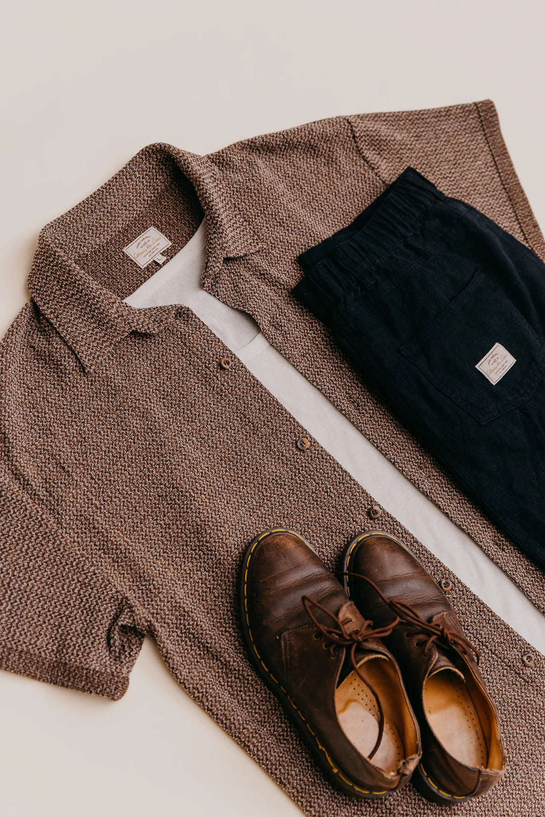 Ottway the Label - OTTWAY DIXTON SHORT SLEEVE SHIRT IN TEXTURED BROWN - Rent With Thred