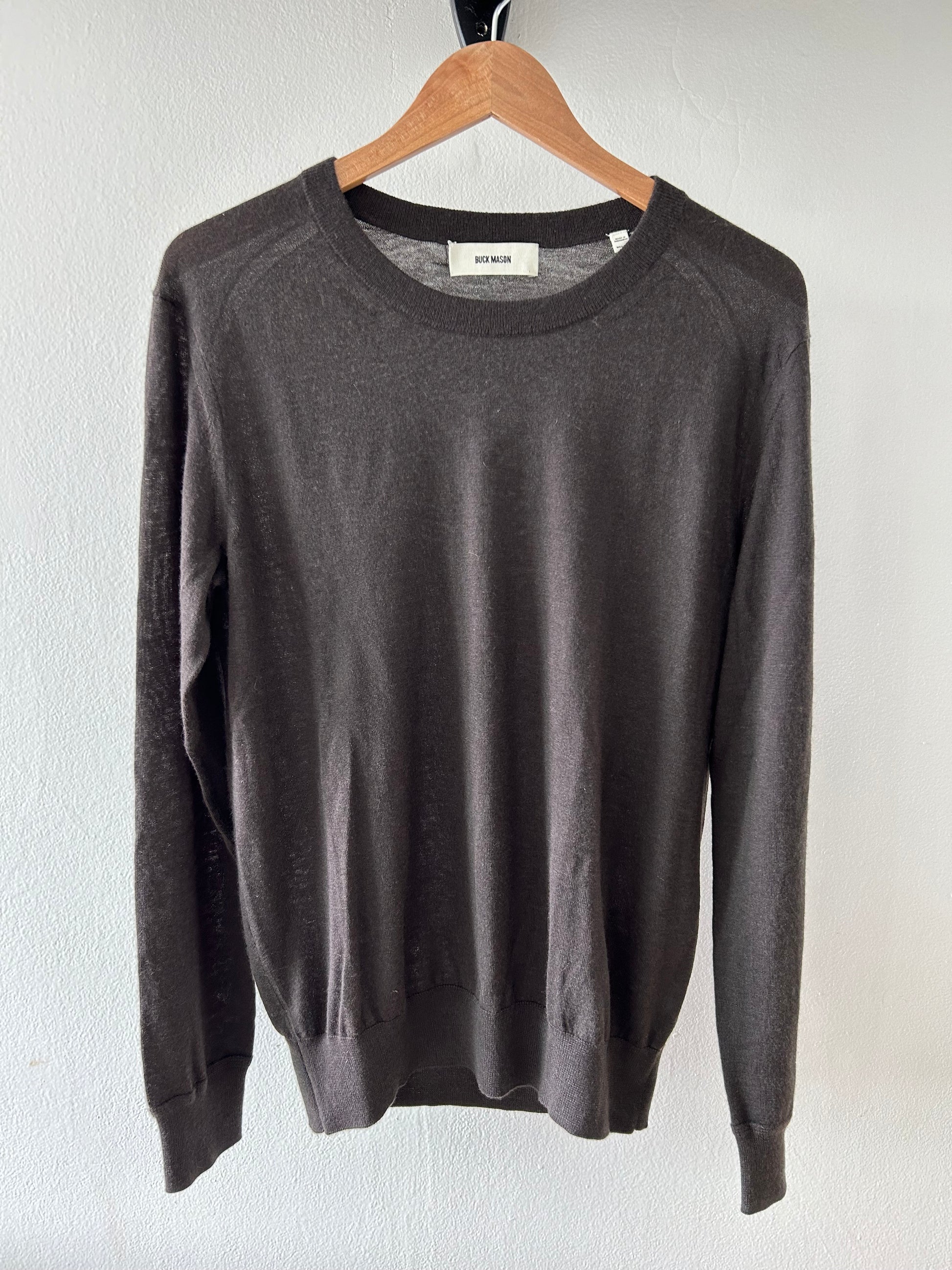 Buck Mason - BUCK MASON CALIFORNIA CASHMERE CREW IN DARK BROWN - Rent With Thred
