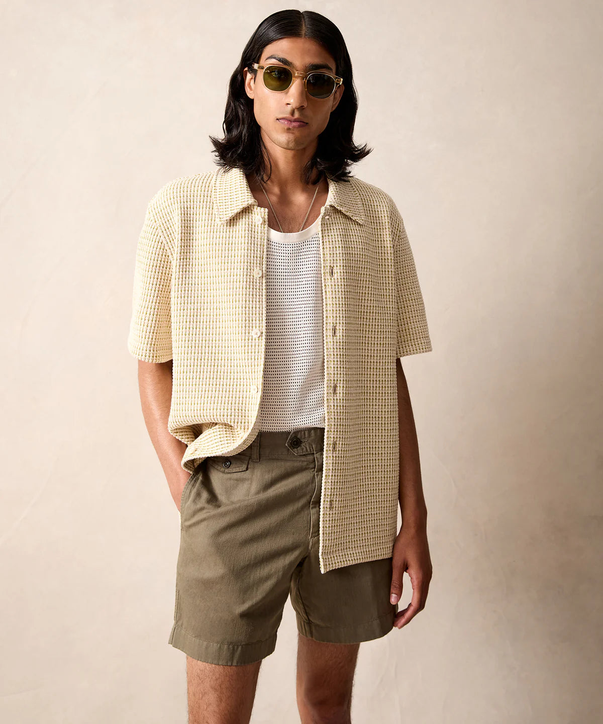 Todd Snyder - TODD SNYDER TEXTURED KNIT CABANA POLO IN COASTAL WHITE - Rent With Thred
