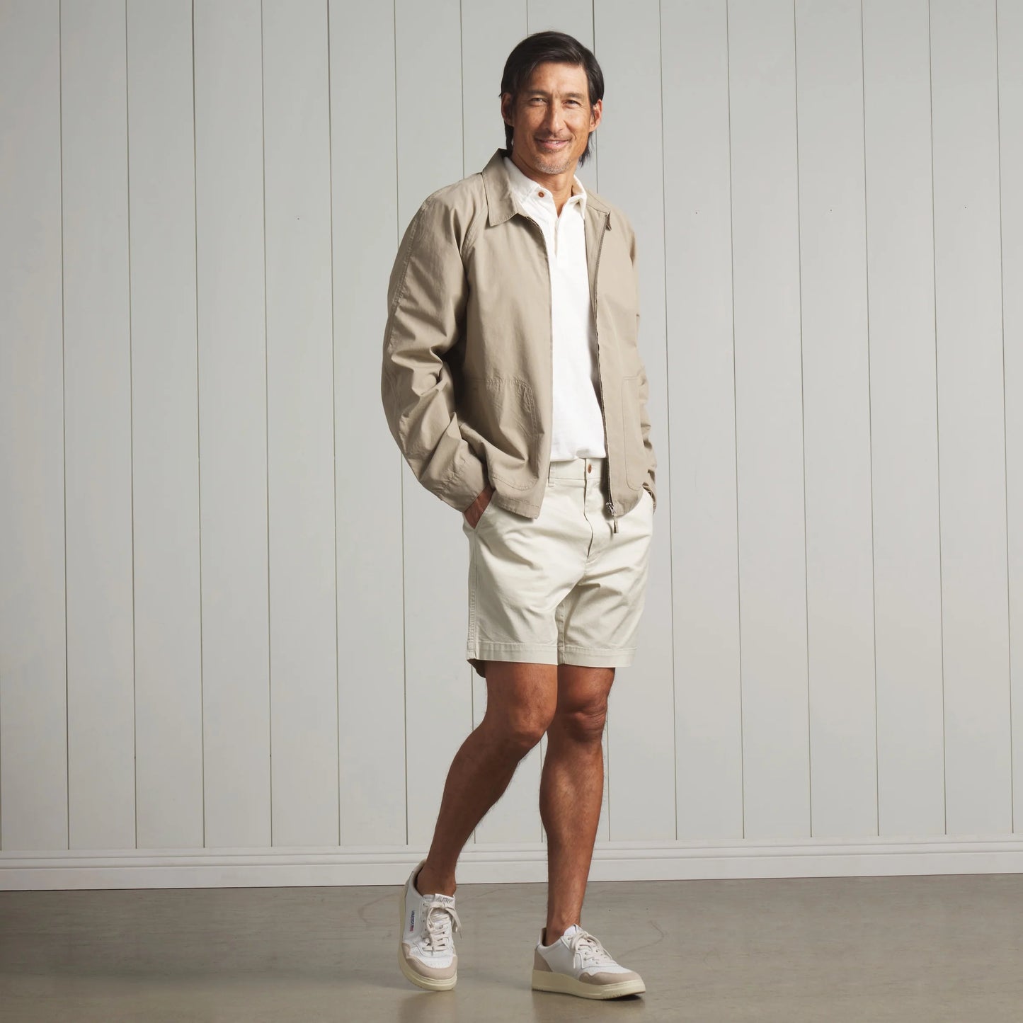 GRAYERS RETRO SHELL WINDBREAKER IN CEMENT