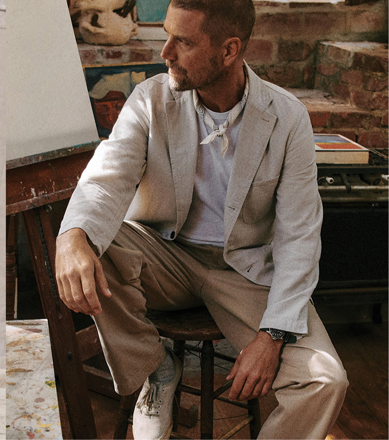 BUCK MASON LINEN HOPSACK CARRY-ON JACKET IN NATURAL