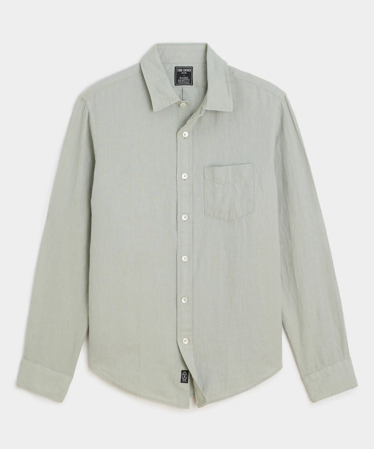 TODD SNYDER SEA SOFT IRISH LINEN POINT COLLAR SHIRT IN DOVE GREY