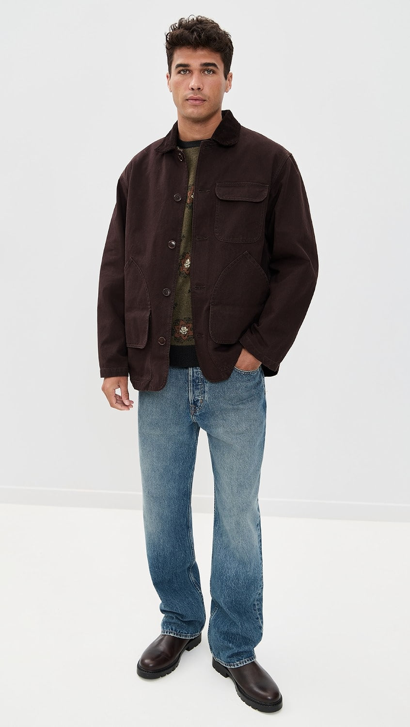 ALEX MILL FRONTIER JACKET IN DARK CHOCOLATE