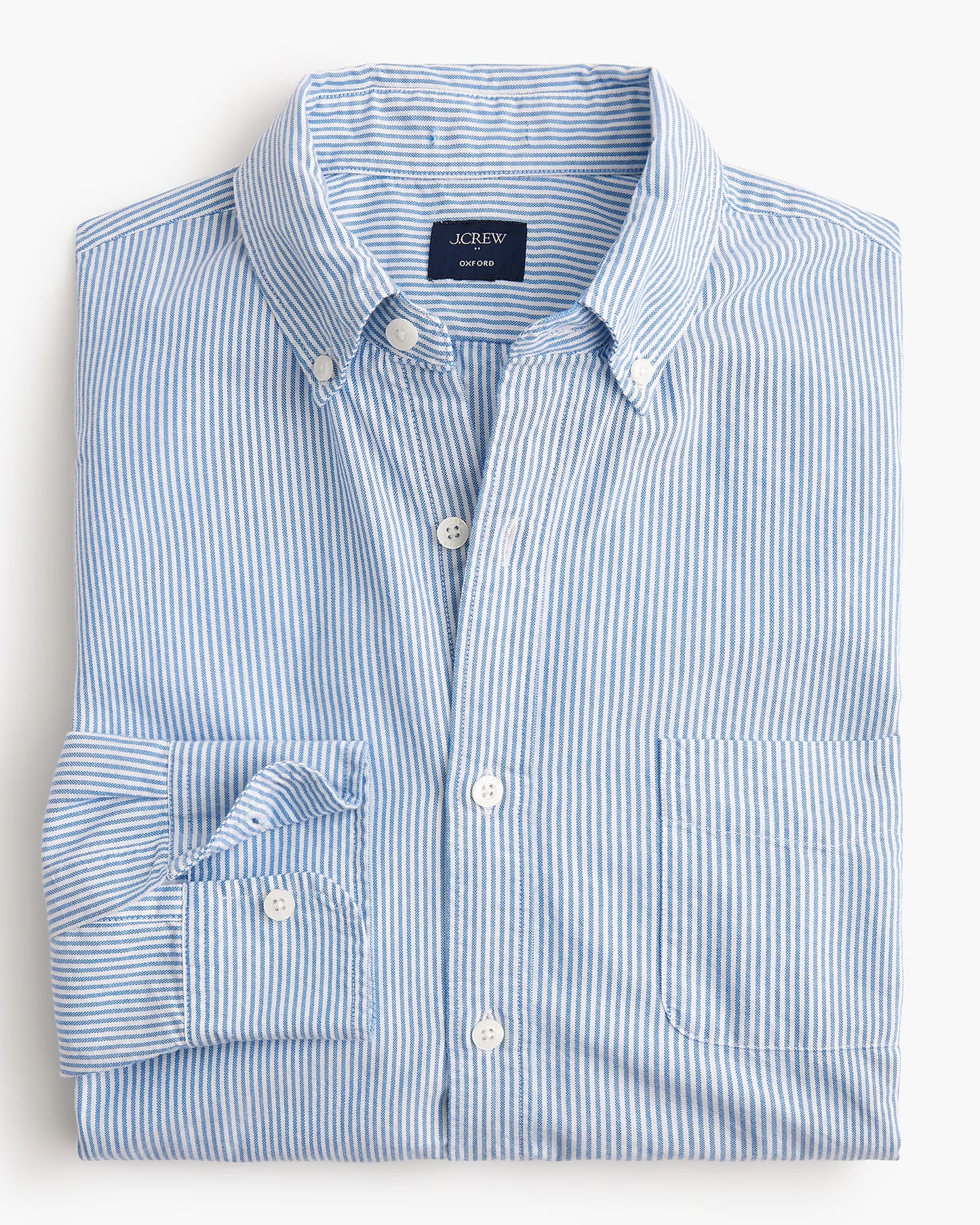 J CREW BROKEN-IN OXFORD SHIRT IN BRIGHT BALTIC WHITE STRIPE