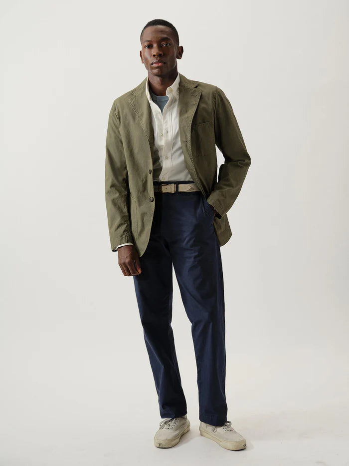 BUCK MASON PARACHUTE POPLIN CARRY-ON JACKET IN TANKER GREEN VENICE WASH