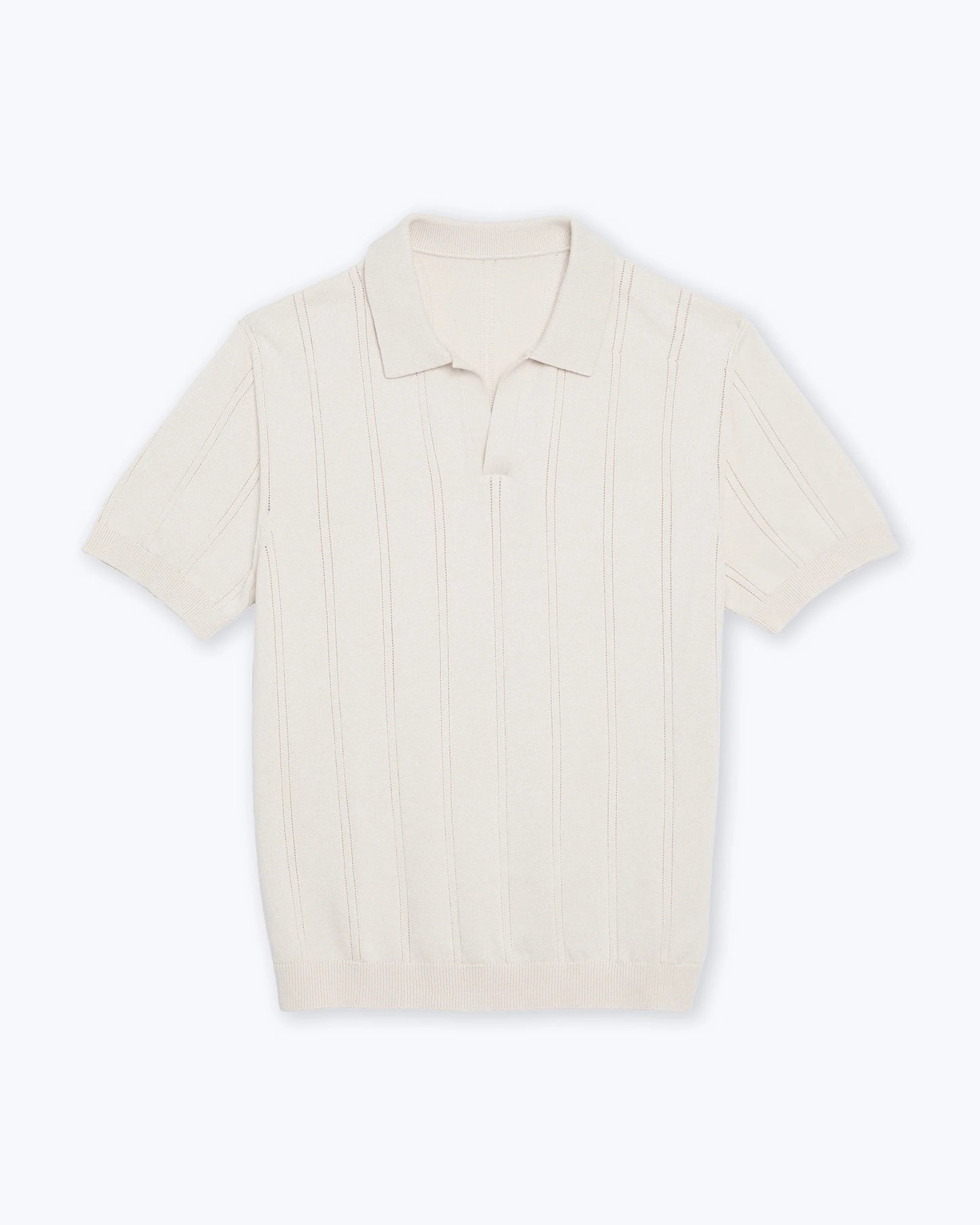 ALEX CRANE LOLO DROP NEEDLE SWEATER POLO IN SHELL