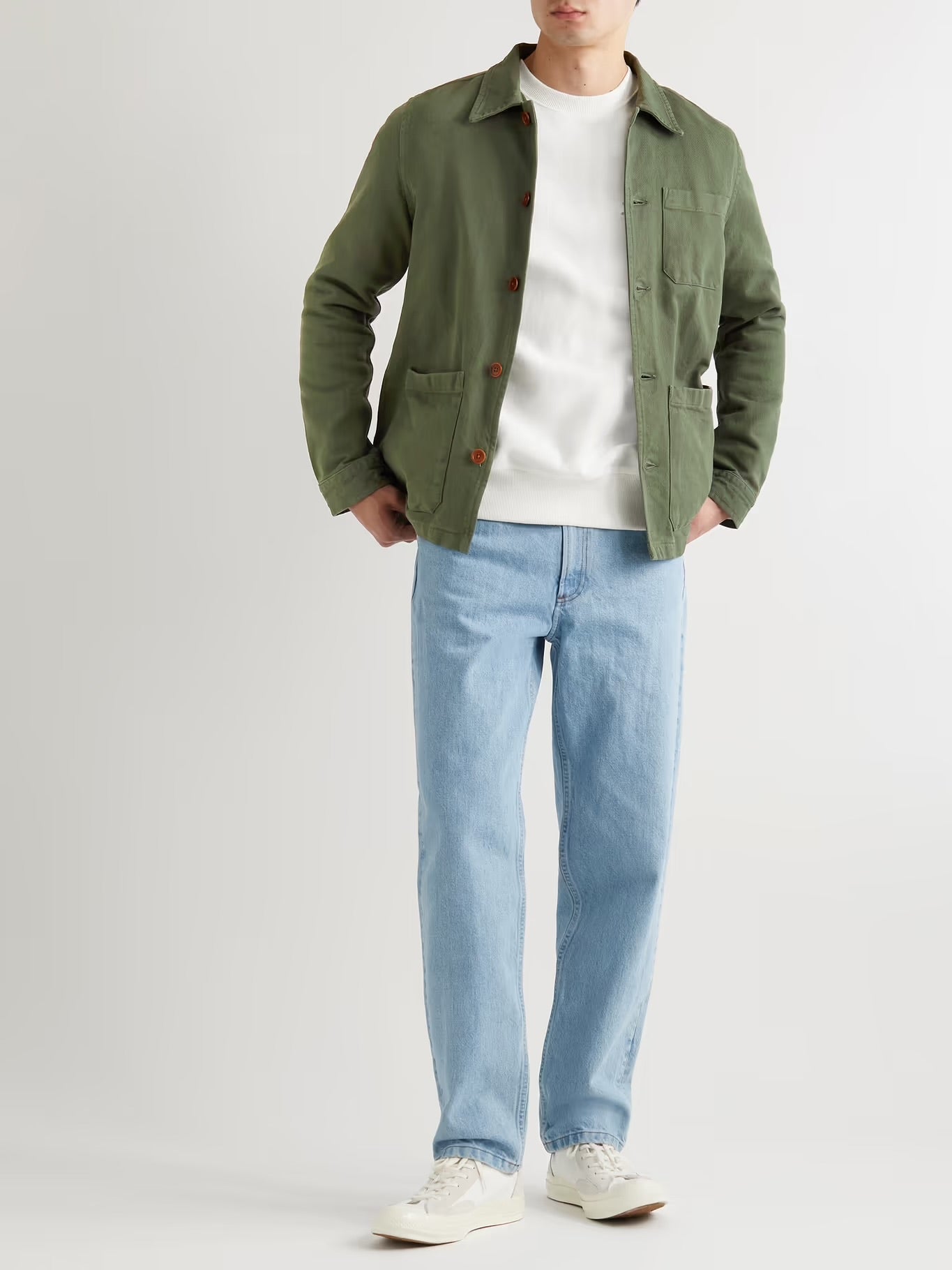 Nudie Jeans - NUDIE JEANS BARNEY ORGANIC COTTON-TWILL JACKET IN GREEN - Rent With Thred
