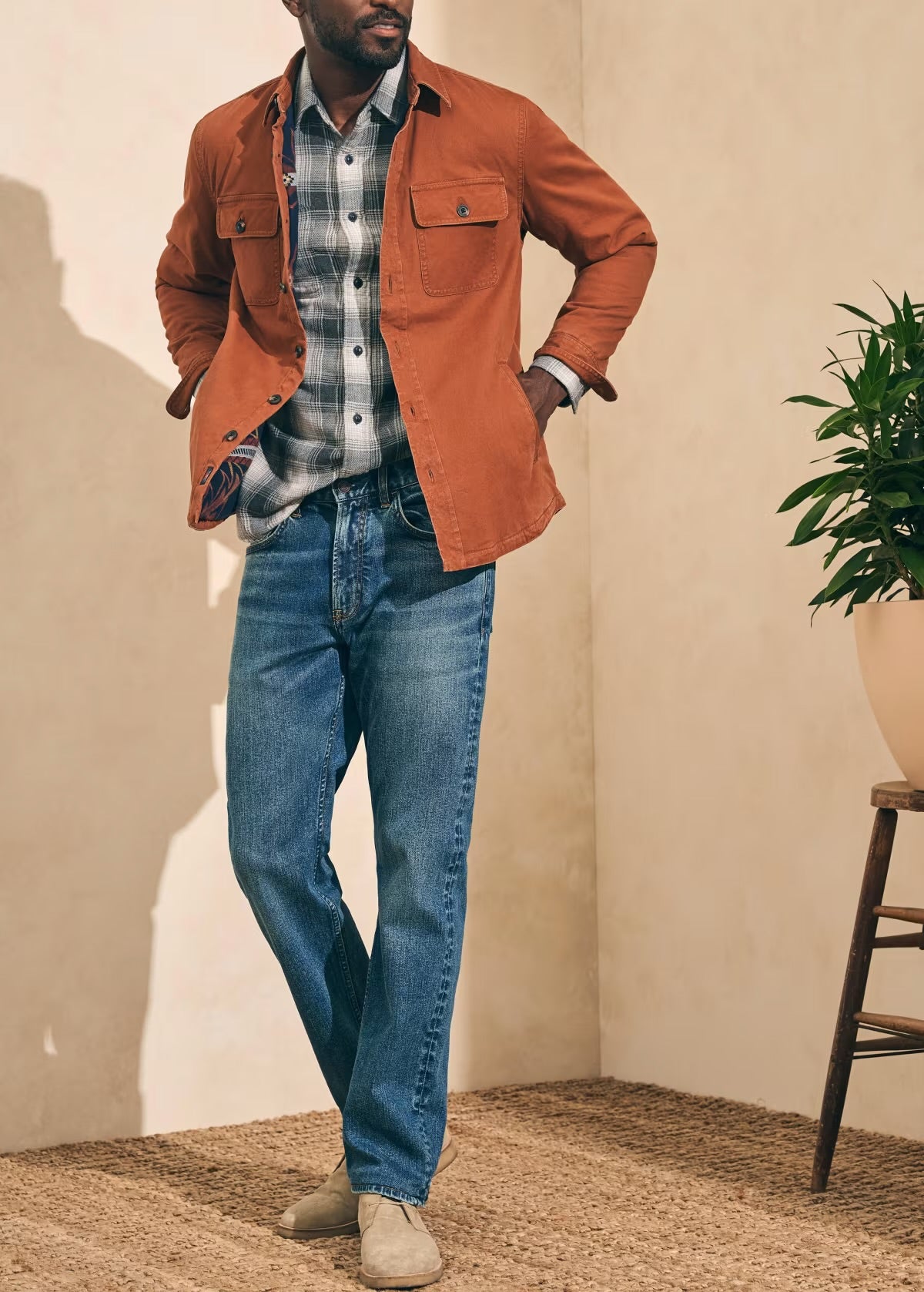 Faherty - FAHERTY DOUG GOOD FEATHER STRETCH BLANKET LINED CPO IN DARK CHESTNUT - Rent With Thred