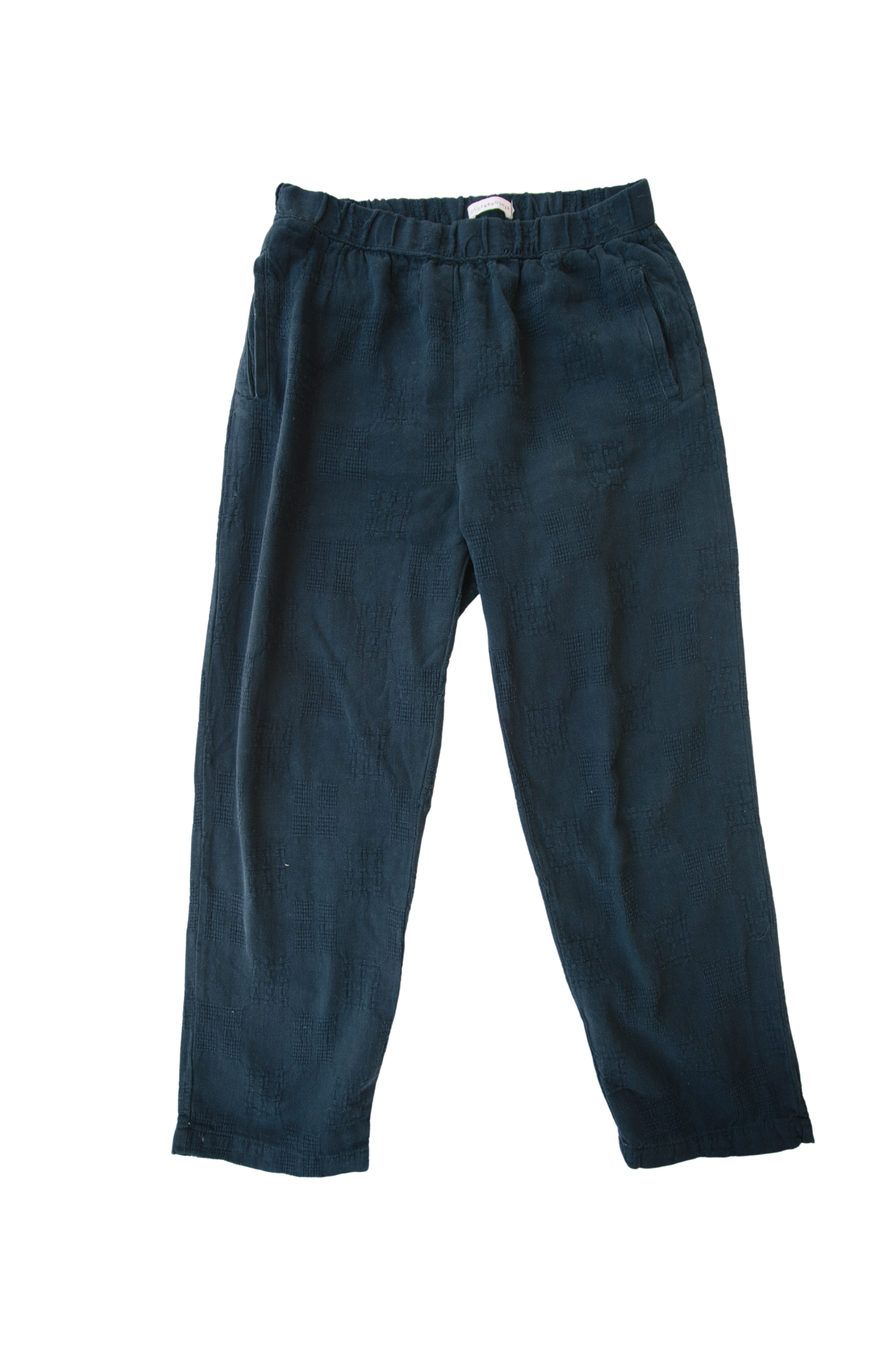 OLDERBROTHER LINEN PATTERN PANT IN DARK INDIGO