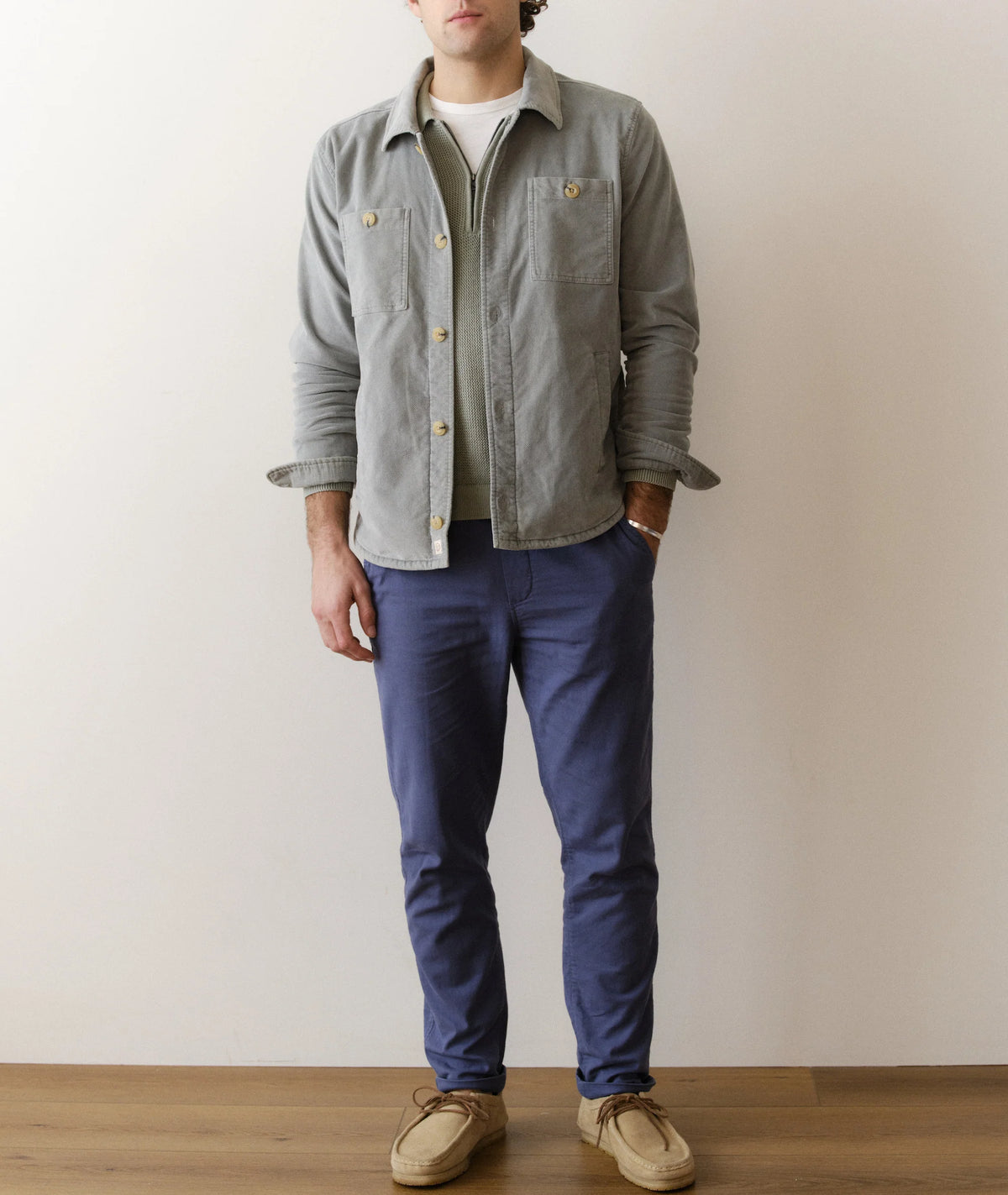 MARINE LAYER MAX MOLESKIN OVERSHIRT IN SLATE
