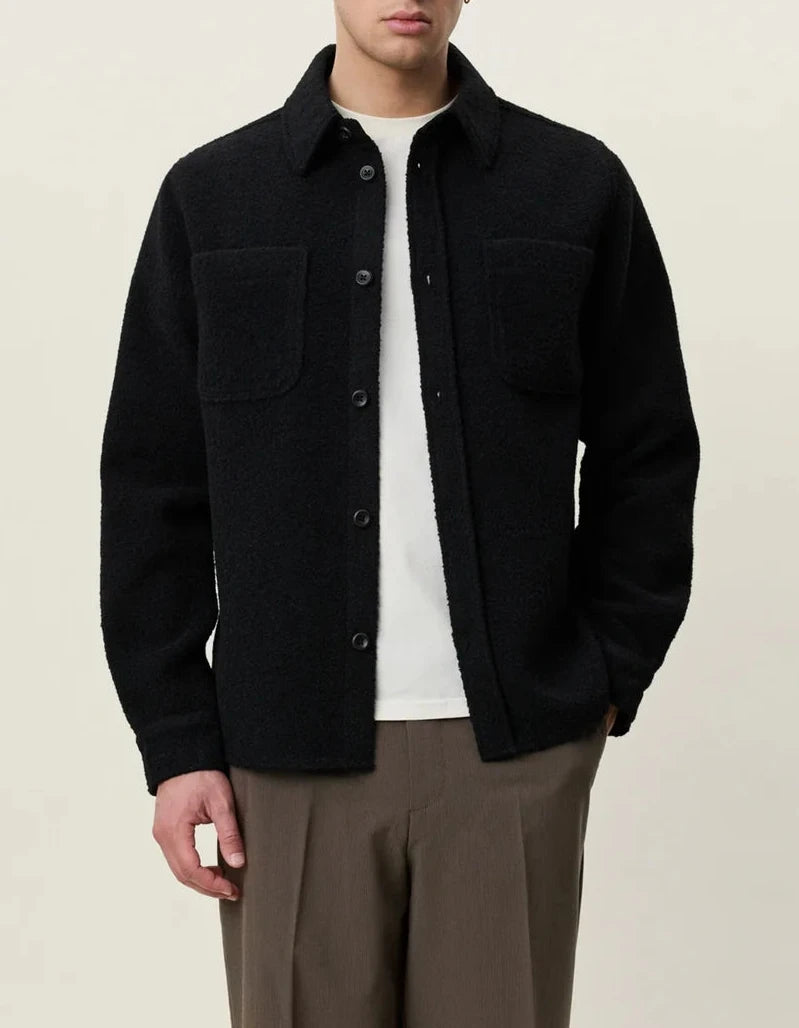 Les Deux Bouclé Overshirt In Black - Rent with Thred