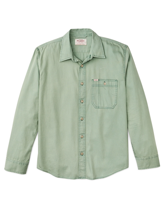 FILSON SHIPWRIGHT FINE TWILL SHIRT IN FLINT GREEN