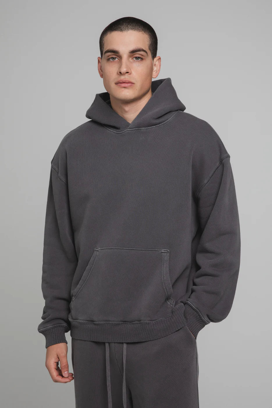 ELWOOD OVERSIZED CORE HOODIE IN VINTAGE GREY