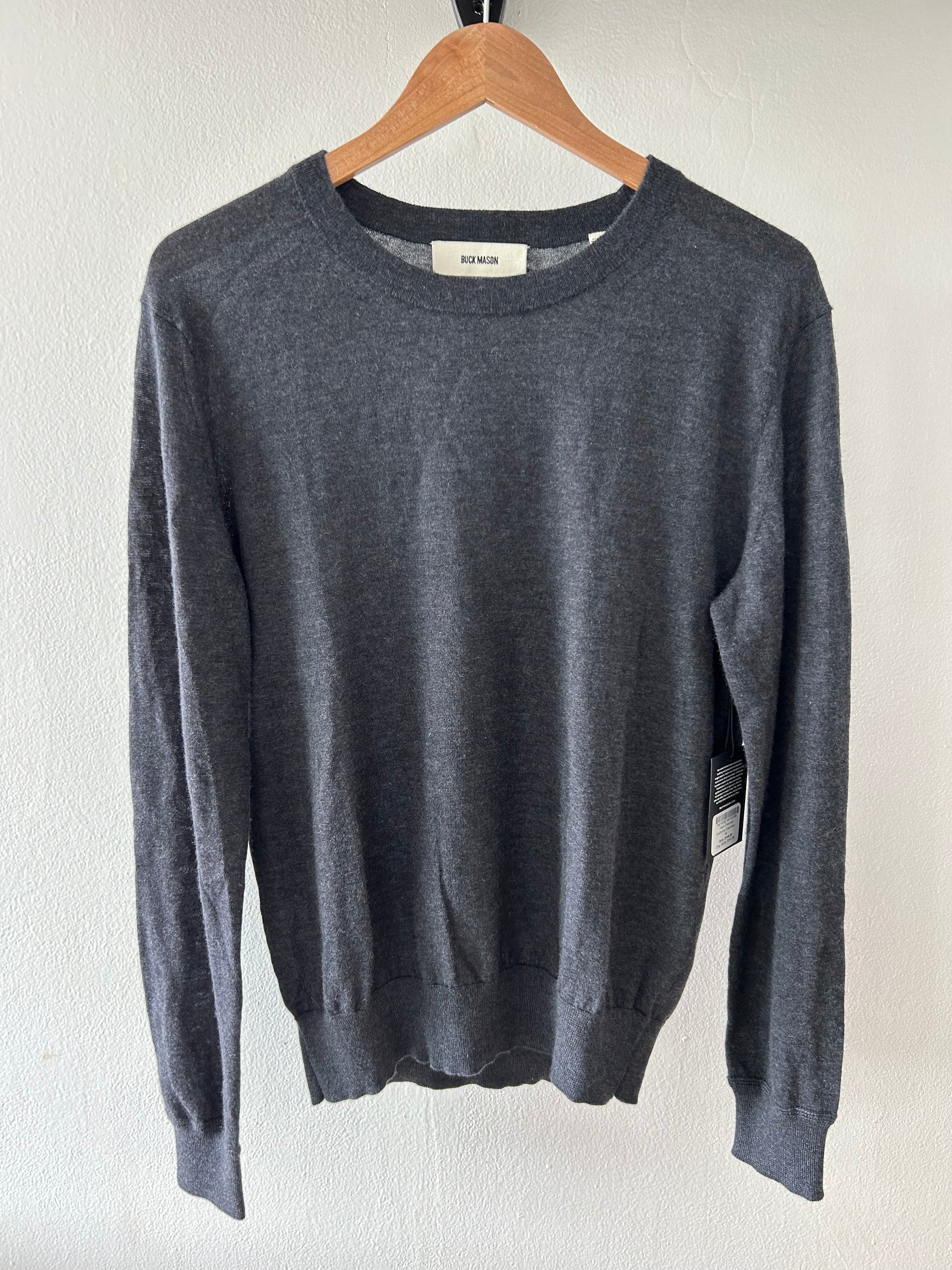 Buck Mason - BUCK MASON CALIFORNIA CASHMERE CREW IN DARK CHARCOAL - Rent With Thred
