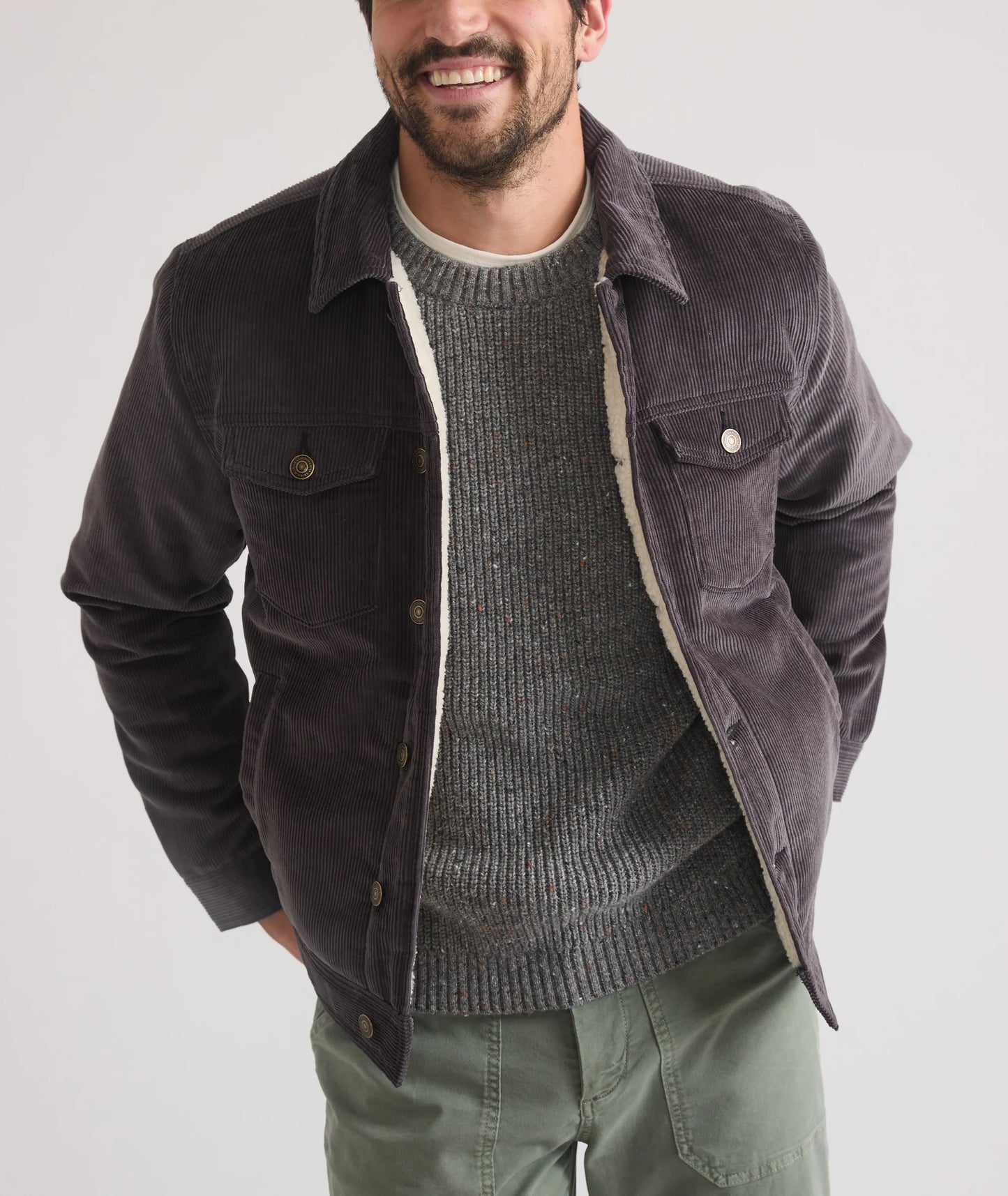 Marine Layer - MARINE LAYER BOISE CORDUROY TRUCKER IN FADED BLACK - Rent With Thred