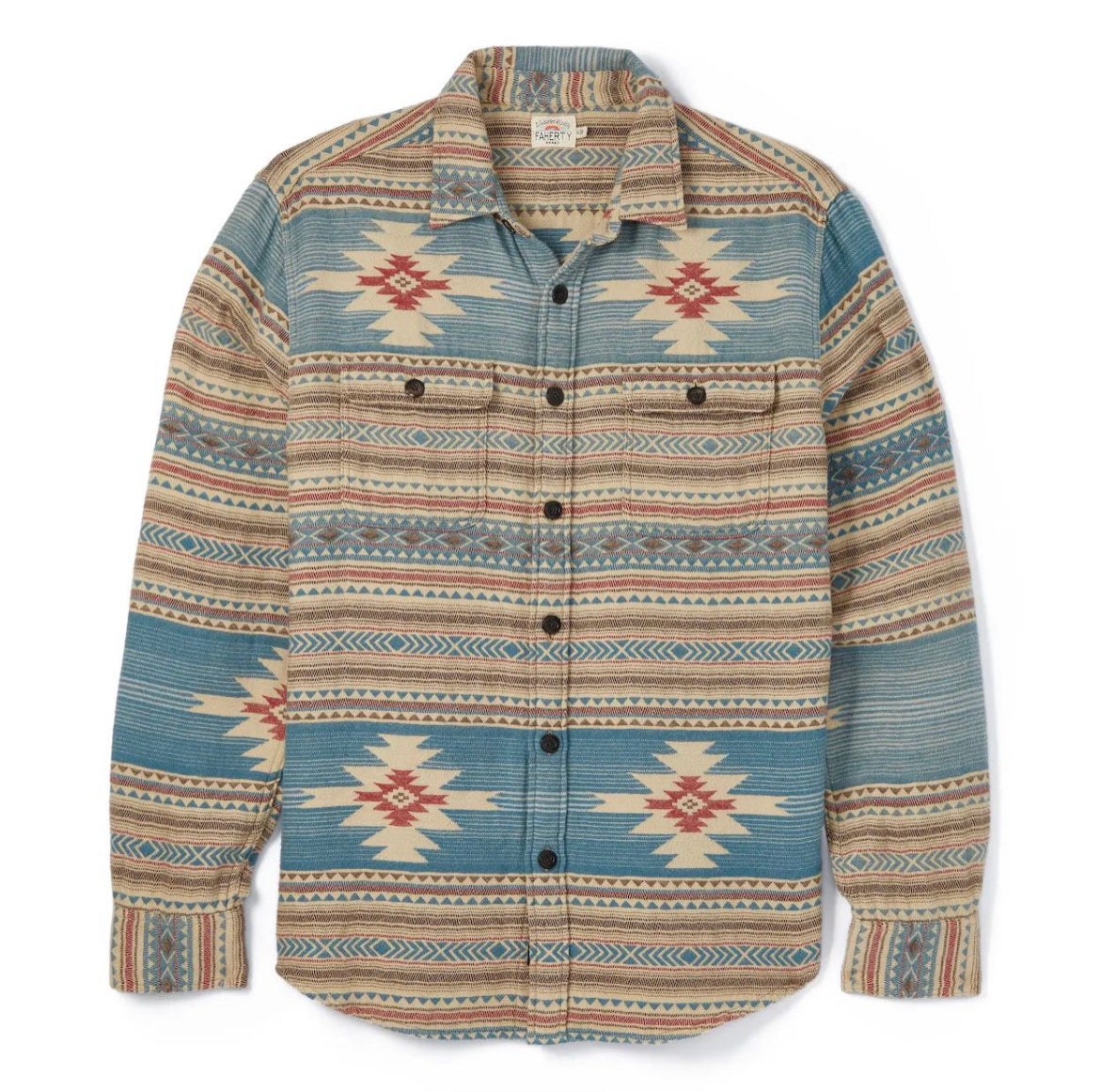 Faherty - FAHERTY DOUG GOOD FEATHER CANYON OVERSHIRT IN COBALT STAR NATION - Rent With Thred