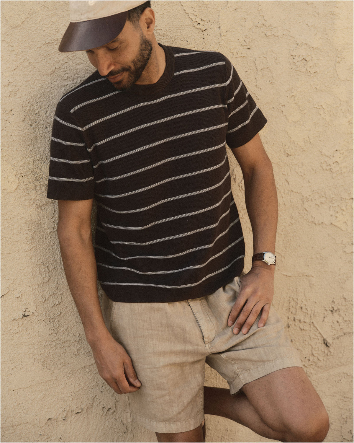Taylor Stitch Brody Sweater Tee In Espresso Stripe - Rent with Thred