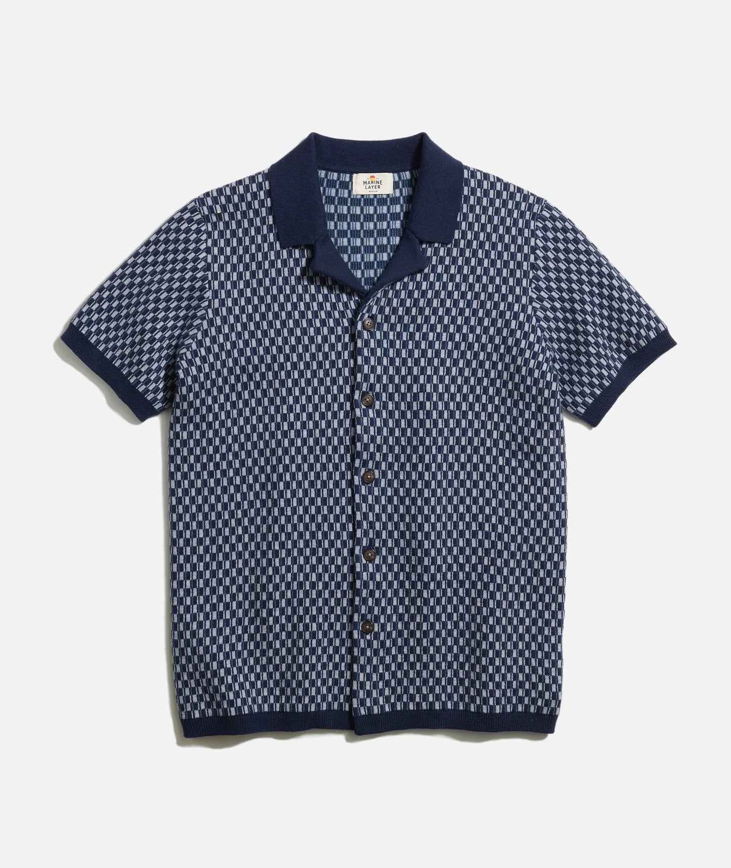 Marine Layer - MARINE LAYER ASHER PRINT SWEATER BUTTON DOWN IN BLUE GEO - Rent With Thred
