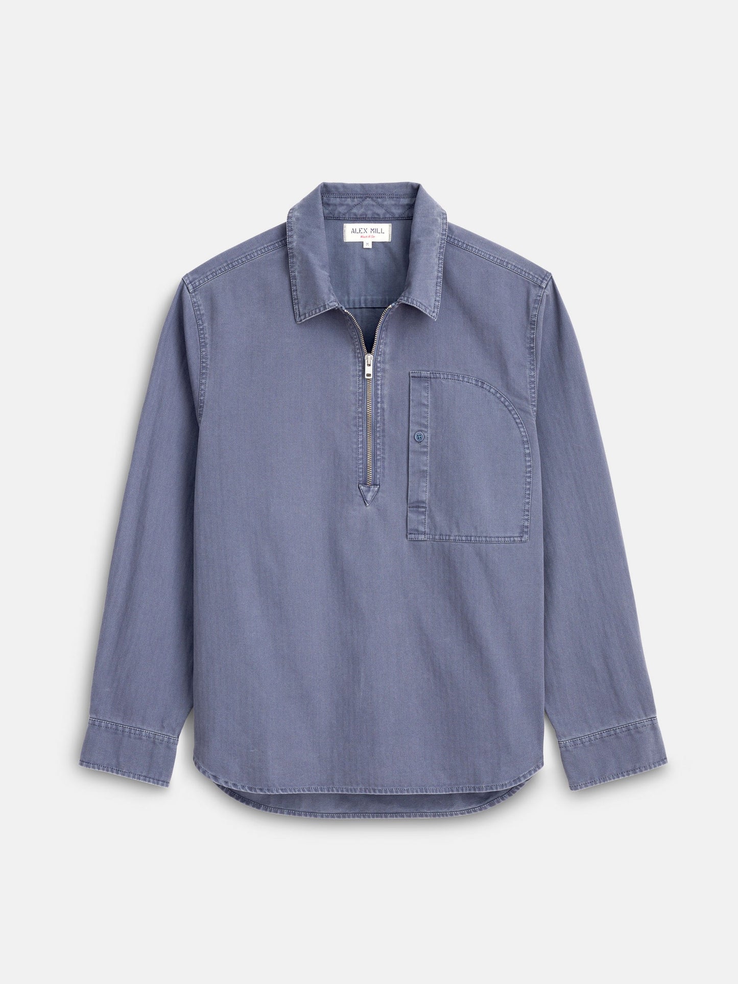 Alex Mill - ALEX MILL RYDER POPOVER IN COTTON HERRINGBONE IN STORM BLUE - Rent With Thred