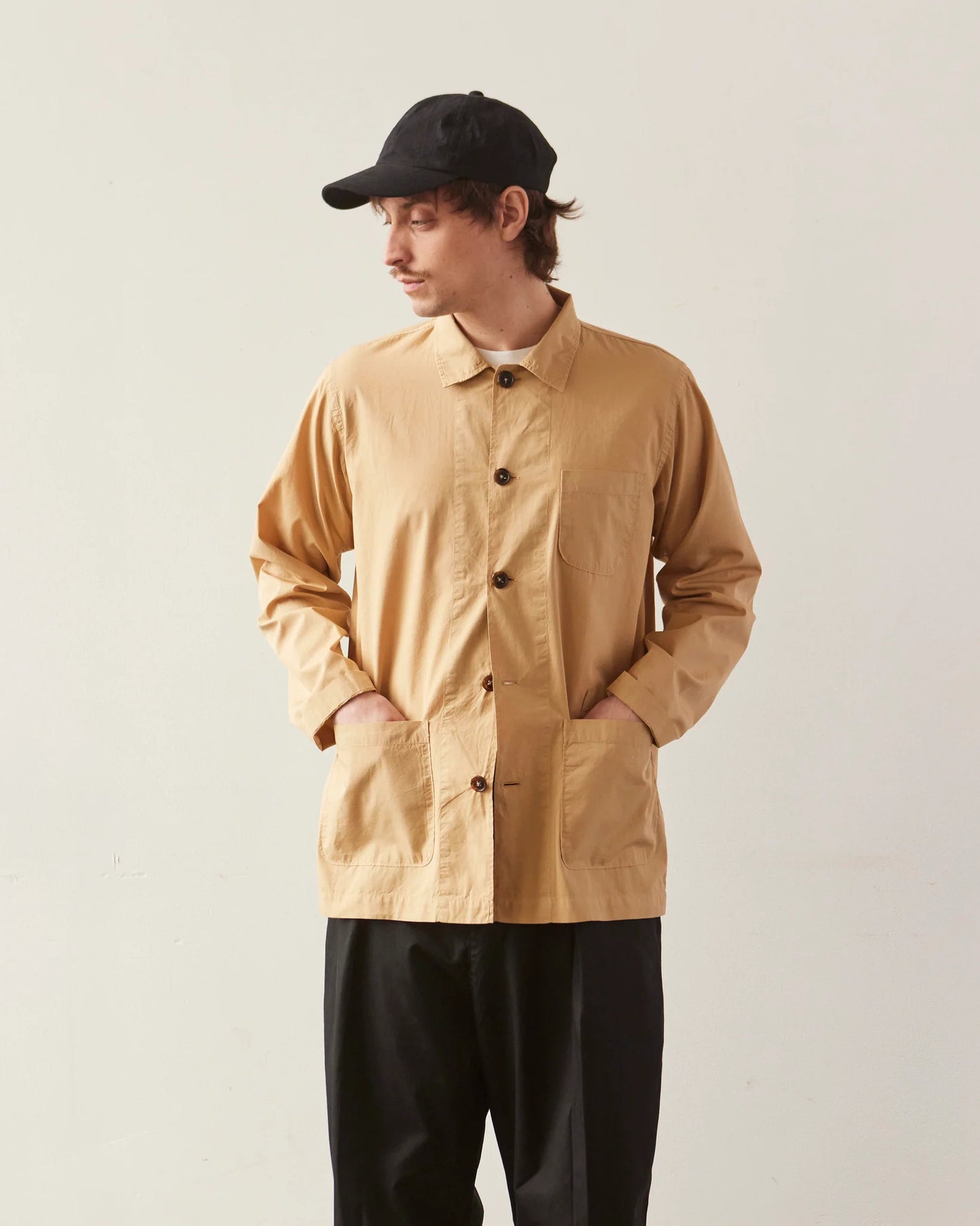UNIVERSAL WORKS BAKER’S ORGANIC POPLIN OVERSHIRT IN SAND