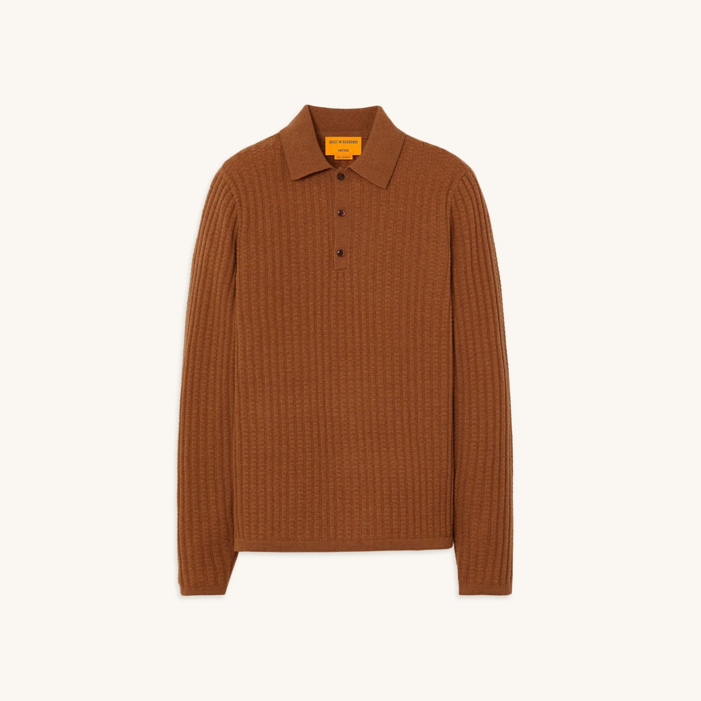 Guest In Residence - GUEST IN RESIDENCE WAFFLE POLO IN ALMOND - Rent With Thred
