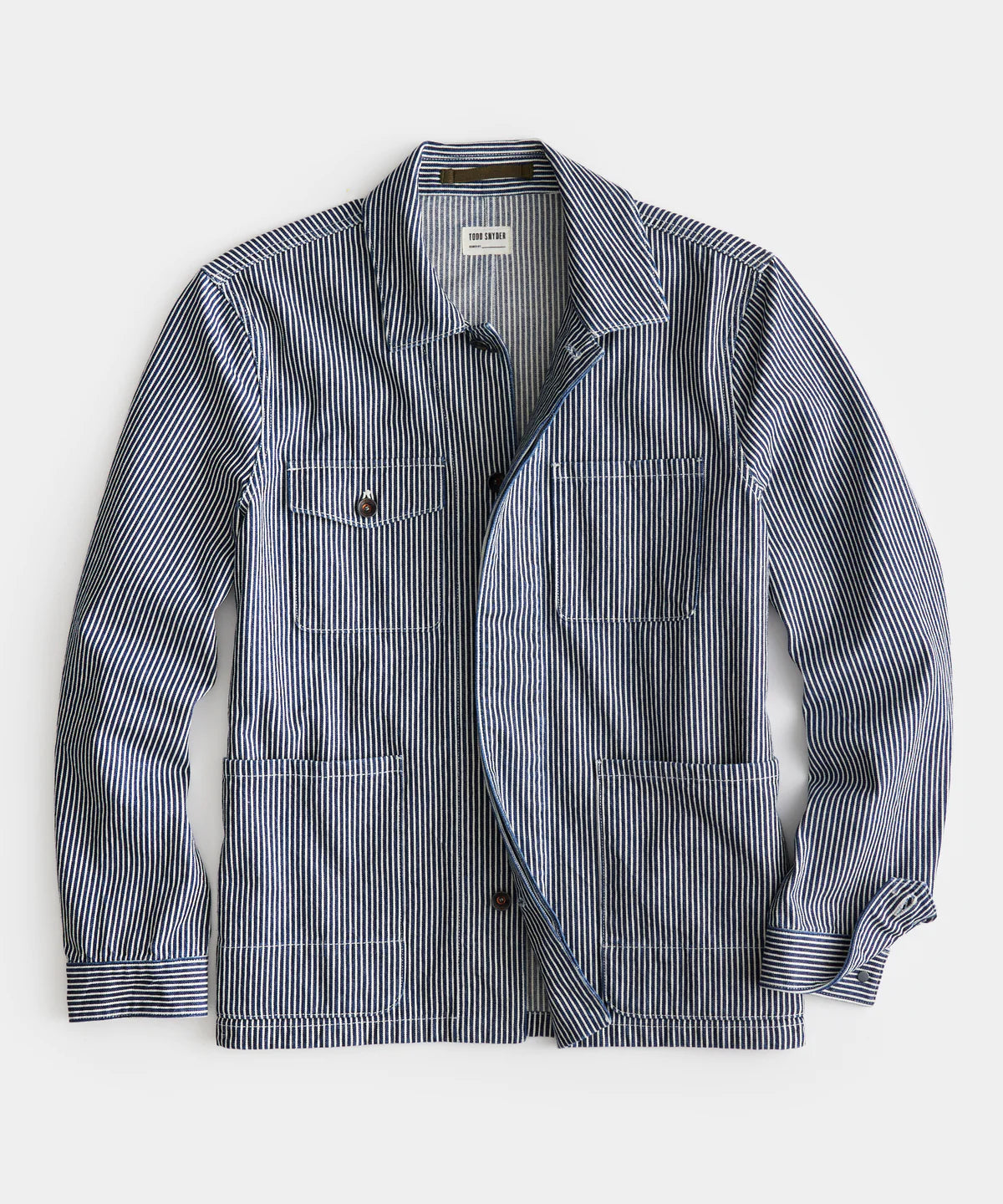 Todd Snyder - TODD SNYDER RAILROAD STRIPE CARPENTER JACKET IN NAVY - Rent With Thred