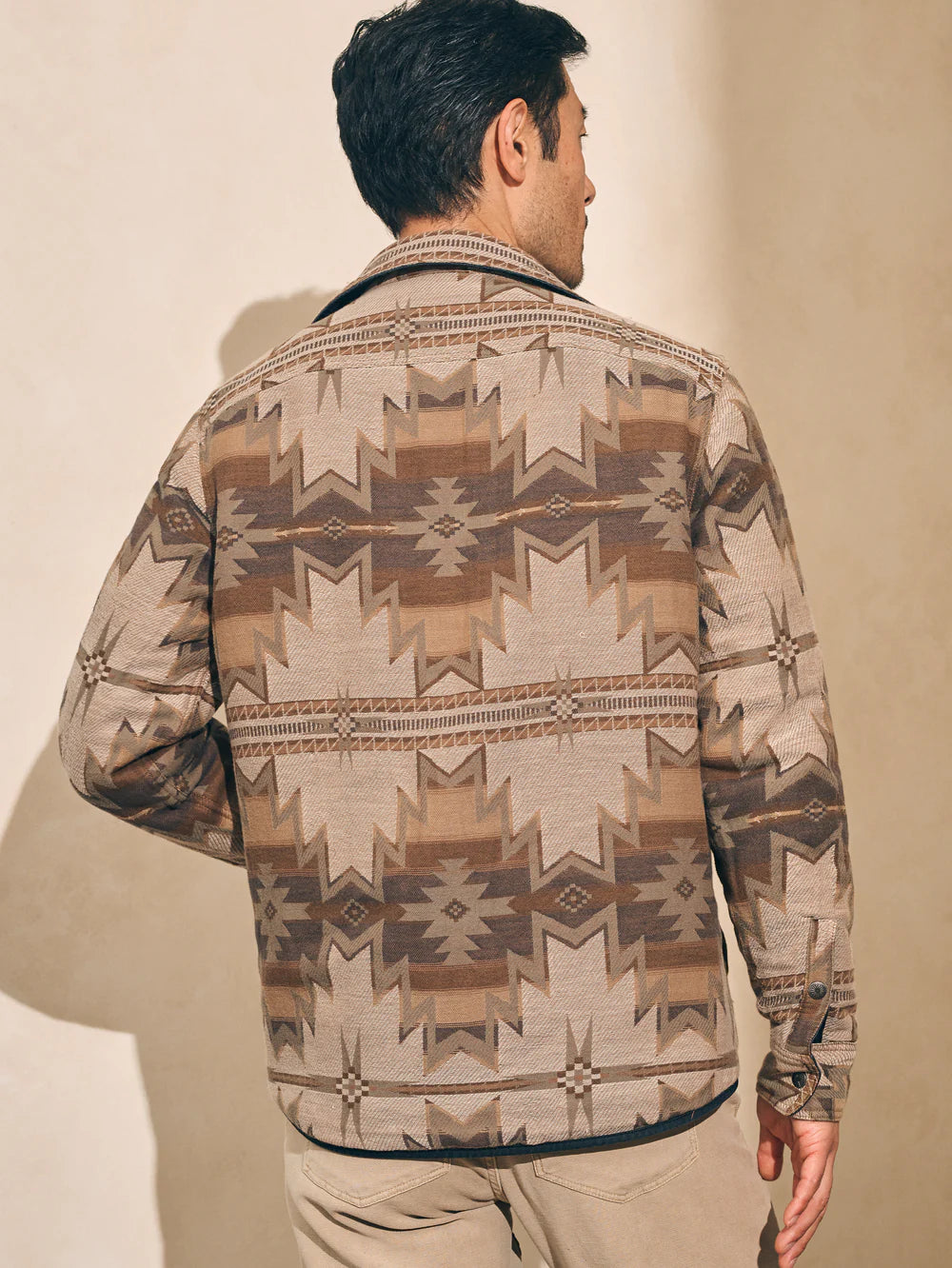 FAHERTY DOUG GOOD FEATHER REVERSIBLE BONDI JACKET IN WASHED BLACK CASCADE STAR NATION