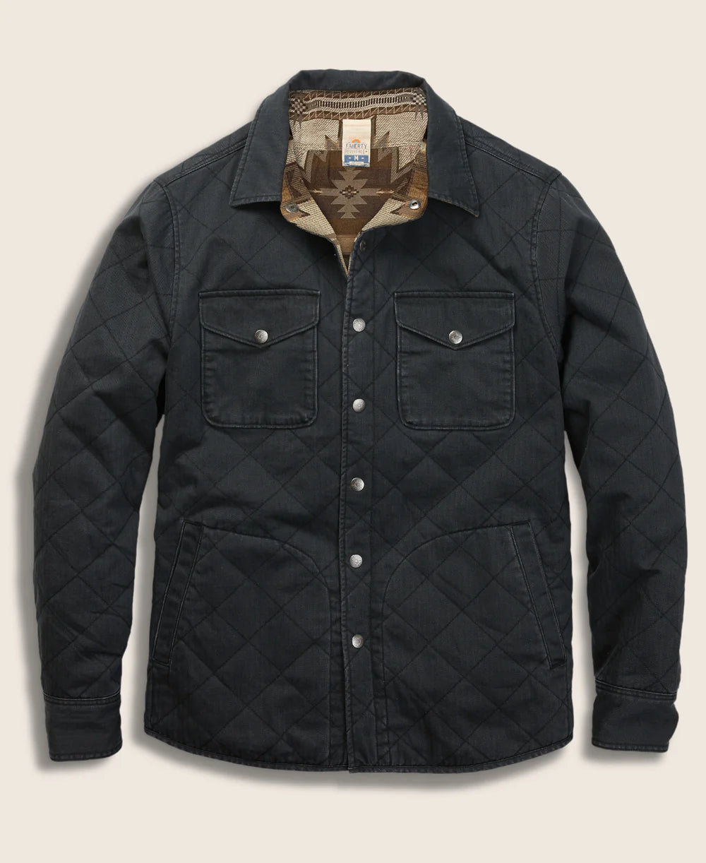FAHERTY DOUG GOOD FEATHER REVERSIBLE BONDI JACKET IN WASHED BLACK CASCADE STAR NATION