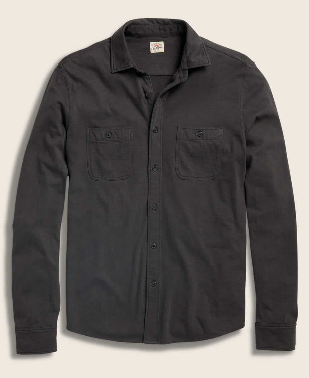 Faherty - FAHERTY SUNWASHED KNIT SHIRT WASHED BLACK - Rent With Thred