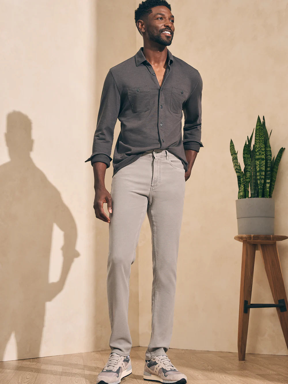 Faherty - FAHERTY SUNWASHED KNIT SHIRT WASHED BLACK - Rent With Thred