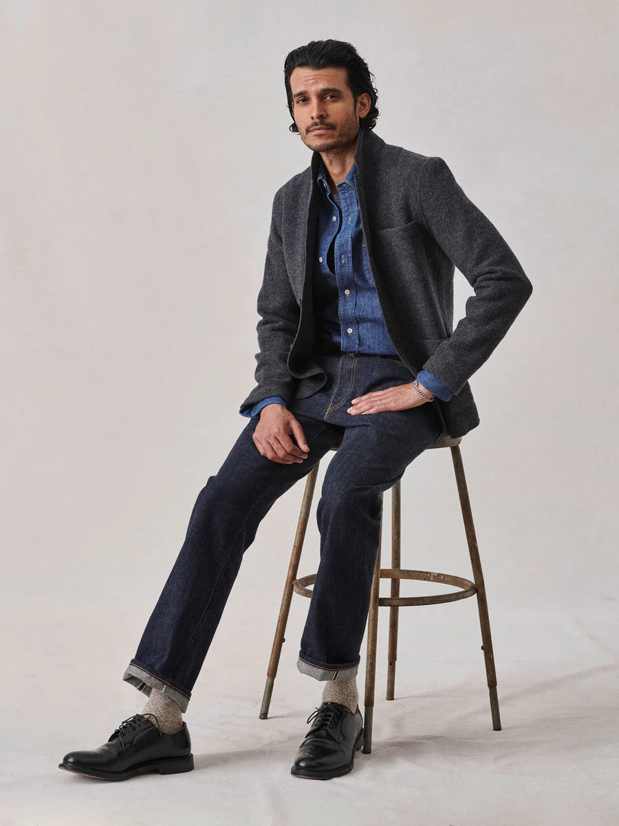 Buck Mason - BUCK MASON FELTED CHORE COAT IN CHARCOAL - Rent With Thred