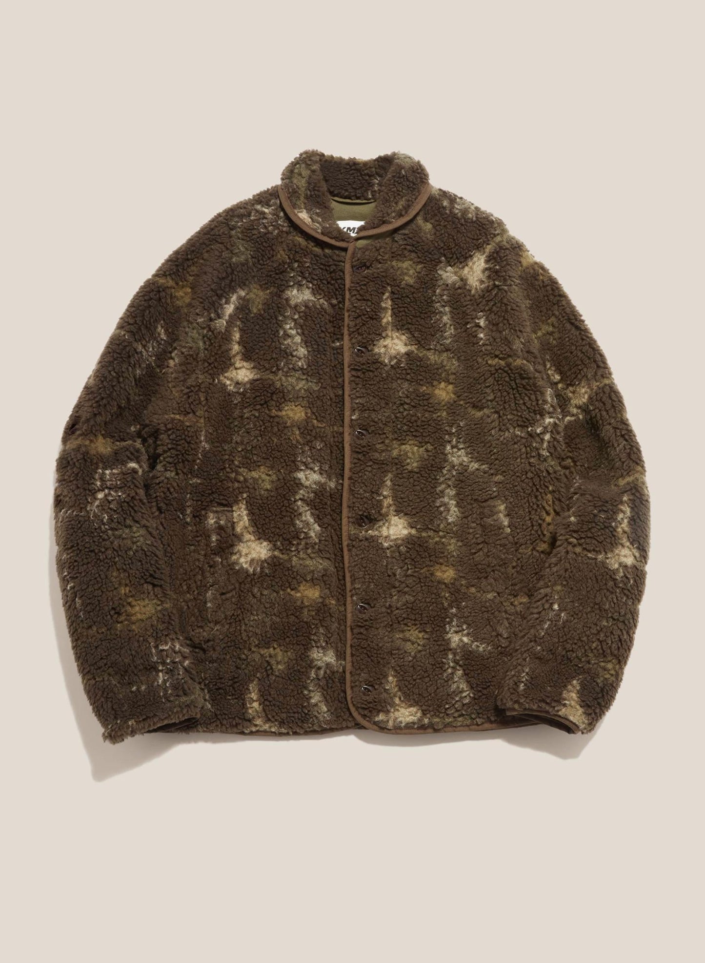YMC BEACH JACQUARD FLEECE JACKET IN BROWN MULTI