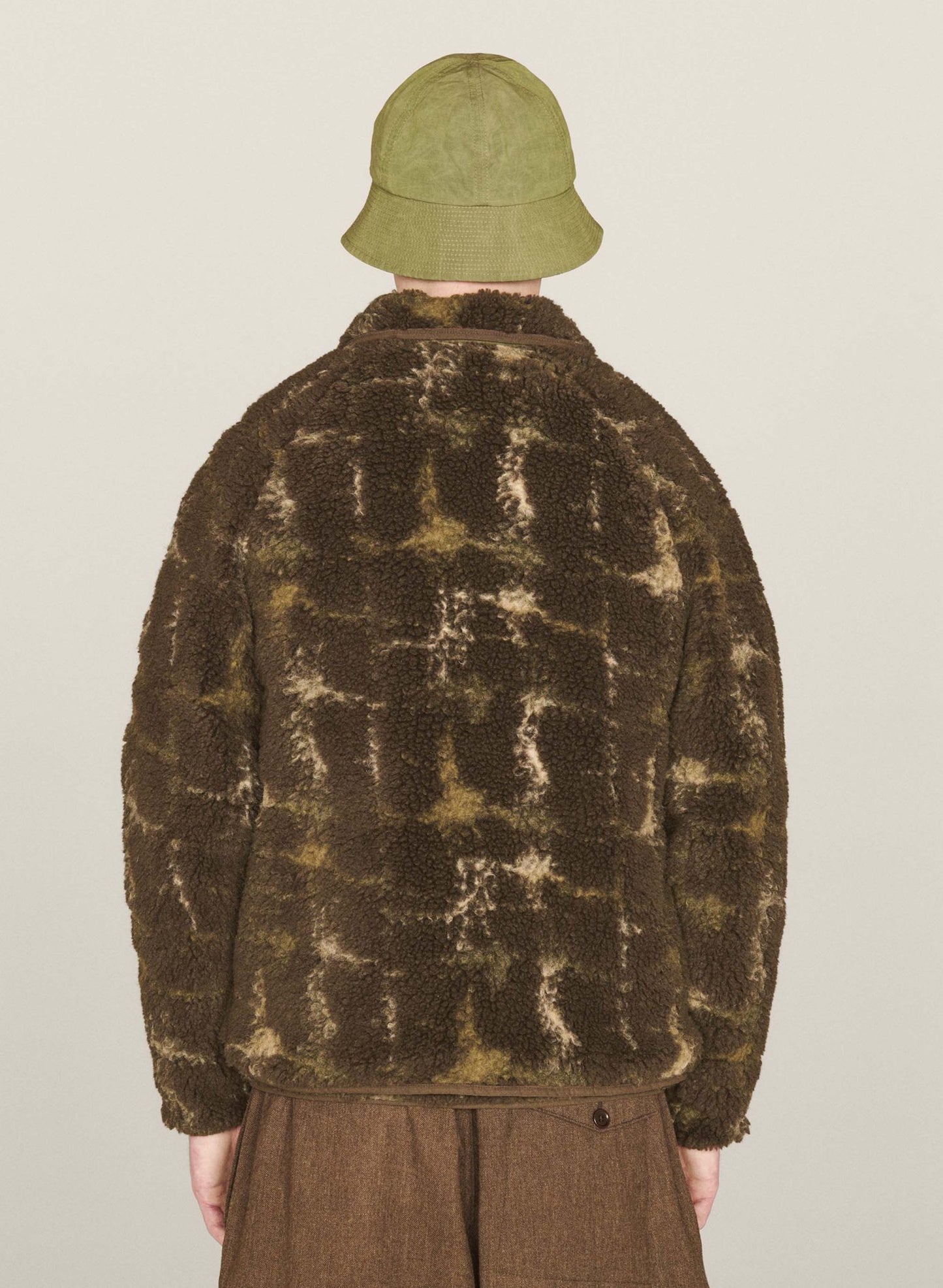 YMC BEACH JACQUARD FLEECE JACKET IN BROWN MULTI