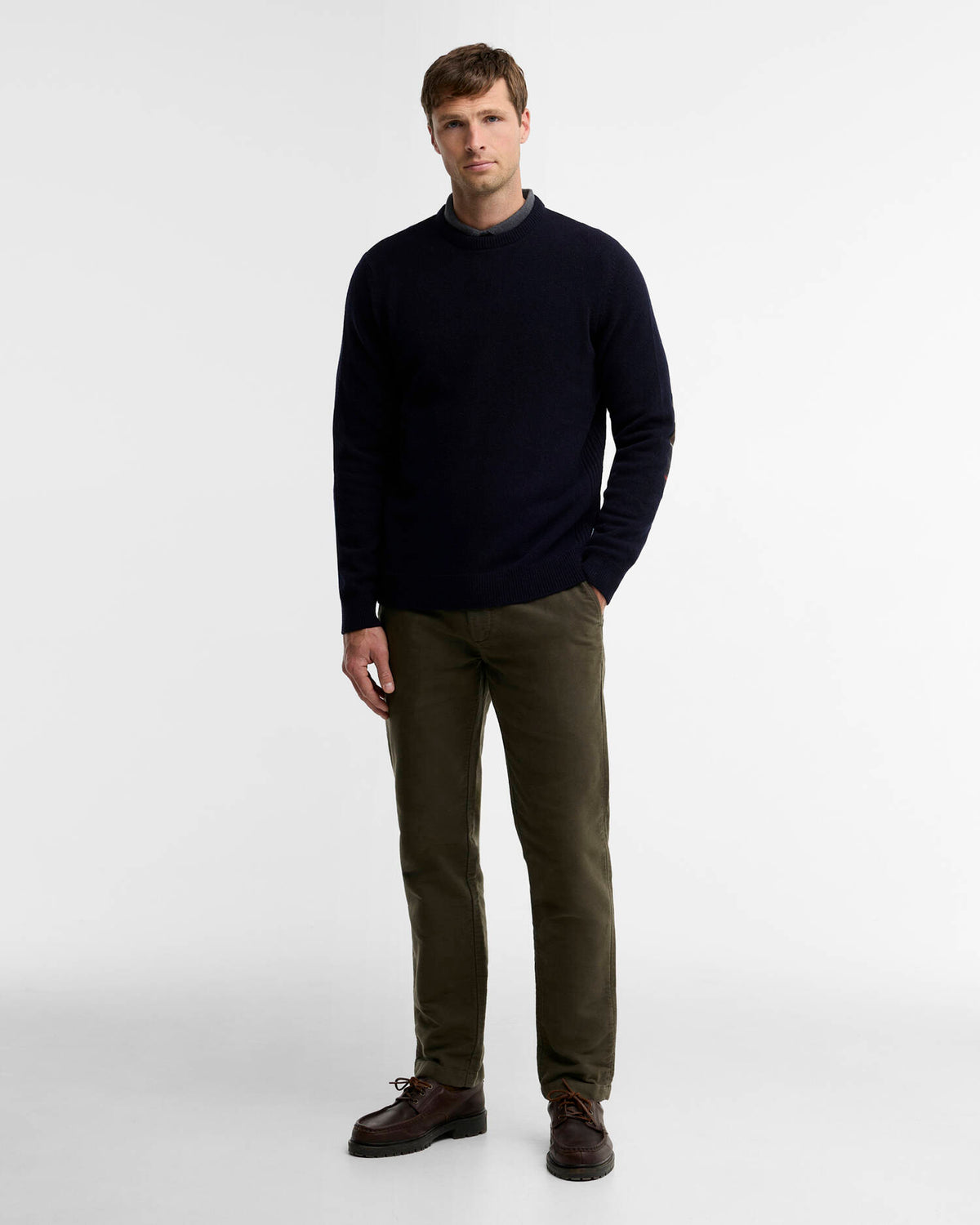 BARBOUR MOLESKIN TAILORED TROUSERS IN DARK OLIVE
