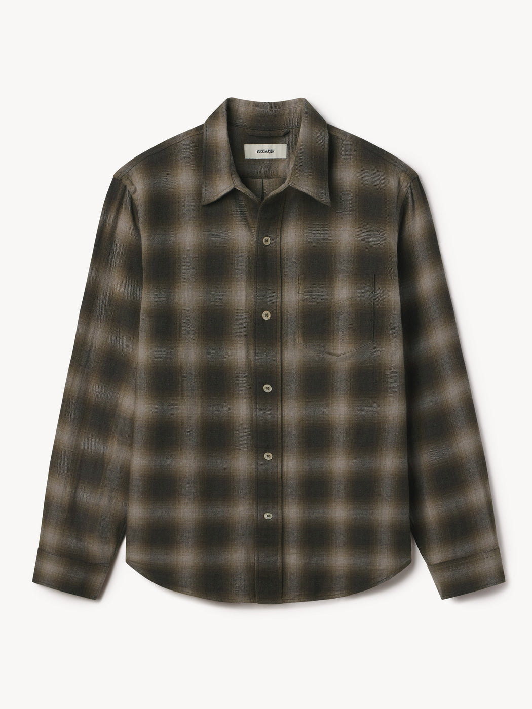 Buck Mason - BUCK MASON PACIFIC TWILL ONE POCKET SHIRT IN DARK OLIVE/RANGER SHADOW PLAID - Rent With Thred