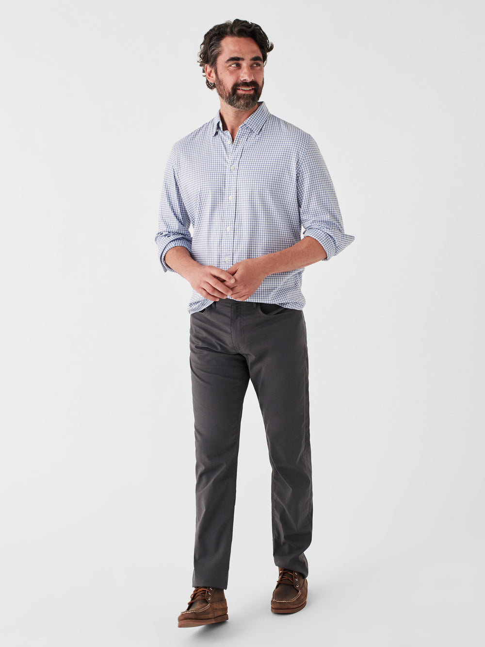 Faherty - FAHERTY THE MOVEMENT SHIRT IN LIGHT BLUE GINGHAM - Rent With Thred