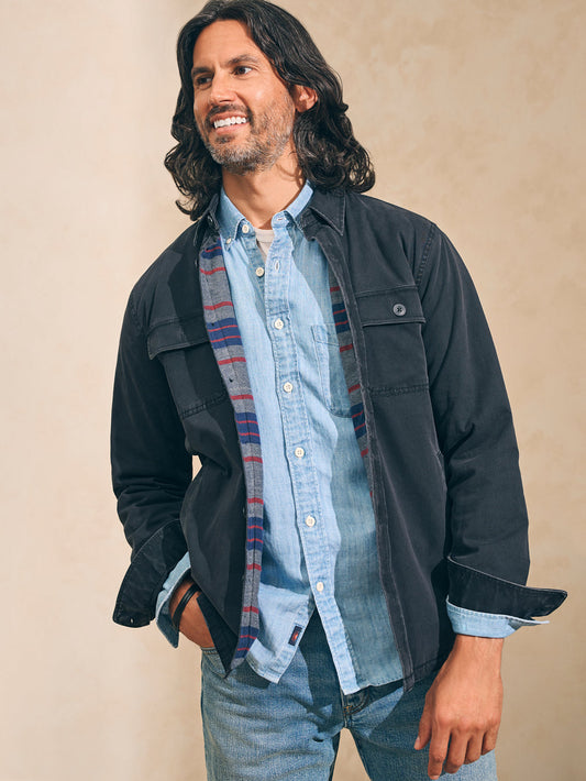 Faherty - FAHERTY STRETCH BLANKET LINED CPO IN WASHED BLACK - Rent With Thred