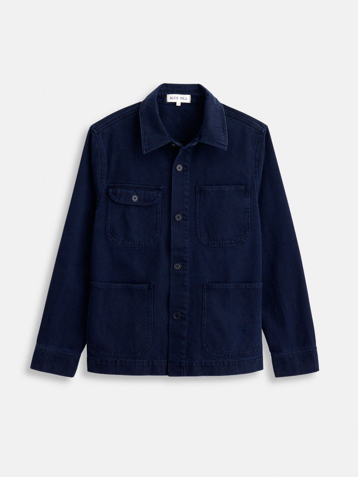 Alex Mill - ALEX MILL GARMENT DYED WORK JACKET IN RECYCLED DENIM IN DARK NAVY - Rent With Thred
