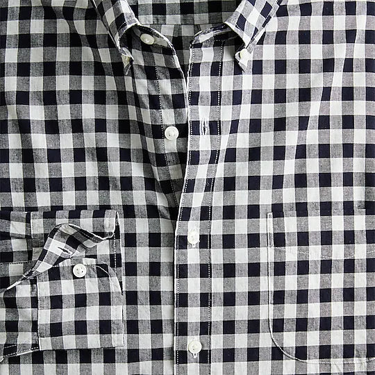 J. Crew - J CREW SECRET WASH ORGANIC COTTON POPLIN SHIRT IN GINGHAM NAVY - Rent With Thred