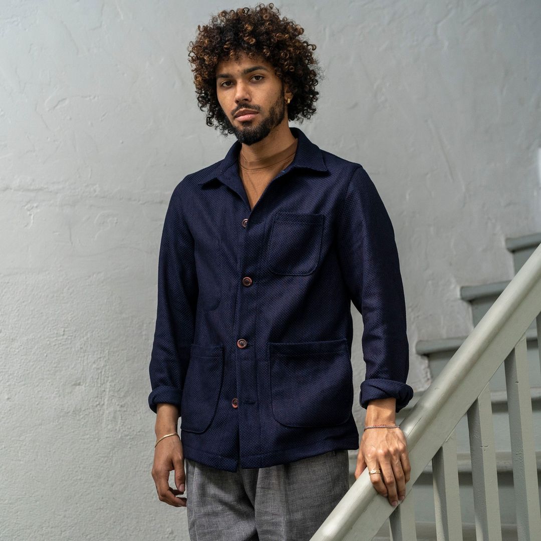 Epaulet - EPAULET DOYLE JACKET IN INDIGO JAPANESE COTTON SASHIKO - Rent With Thred